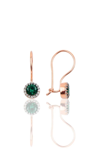 Gümüş zümrüt renk taşlı çengelli küpe SGTL10069YSL SGTL10069YSL ürün görseli 1