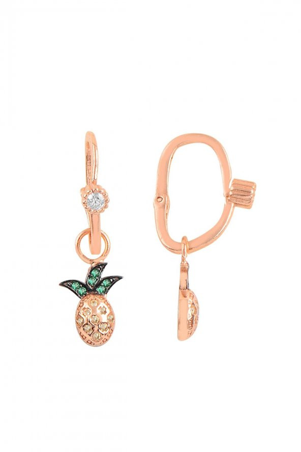 Gümüş rose taşlı ananas göçmen küpe ürün görseli 1
