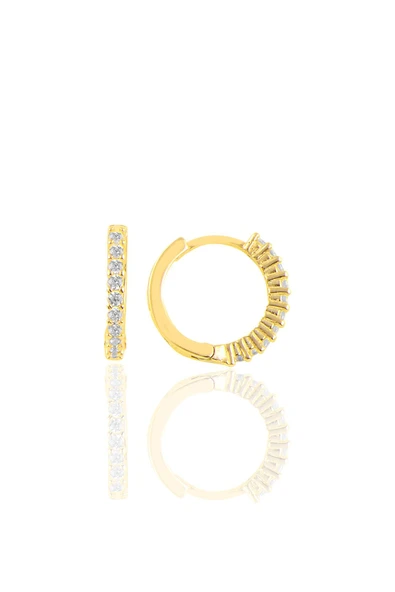 Gümüş altın yaldızlı sıra taşlı halka küpe SGTL10459GOLD ürün görseli 1