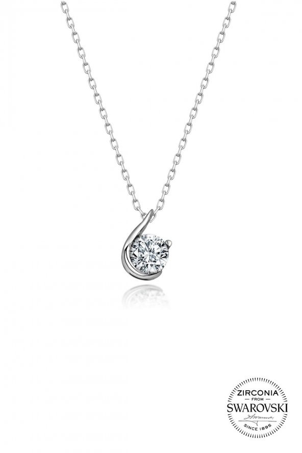 Gümüş Swarovski taşlı pırlanta modeli  kolye ürün görseli 1