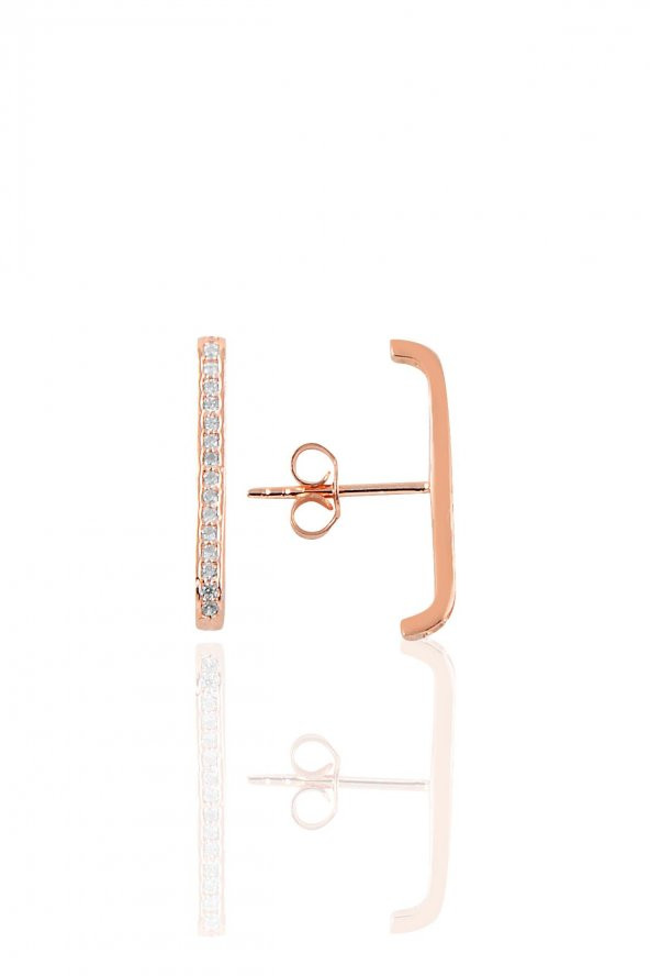 Gümüş rose zirkon taşlı style küpe ürün görseli 1