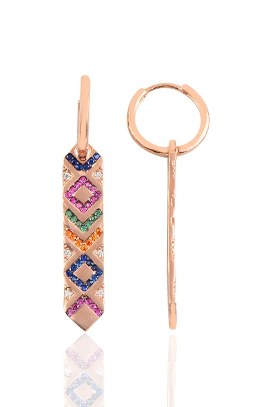 Gümüş rose kilim modeli küpe SGTL10150ROSE ürün görseli 1