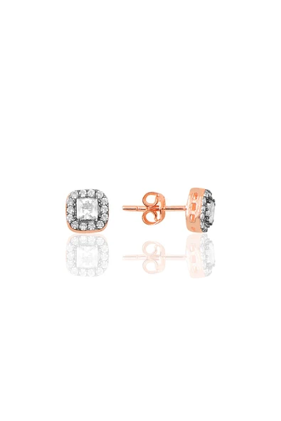 Gümüş rose kare taşlı  küpe SGTL10282ROSE ürün görseli 1