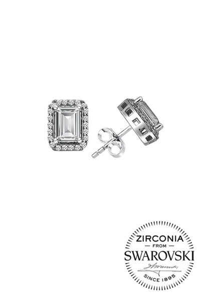 Gümüş Swarovski baget taşlı pırlanta modeli küpe SGTL20519KUPE ürün görseli 1