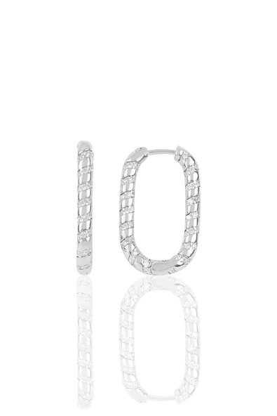 Gümüş rodyumlu zirkon taşlı özel tasarım oval küpe SGTL10271RDJ ürün görseli 1