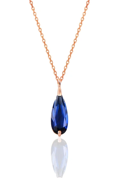 Gümüş rose safir taşlı damla modeli kolye SGTL10204SFR ürün görseli 1