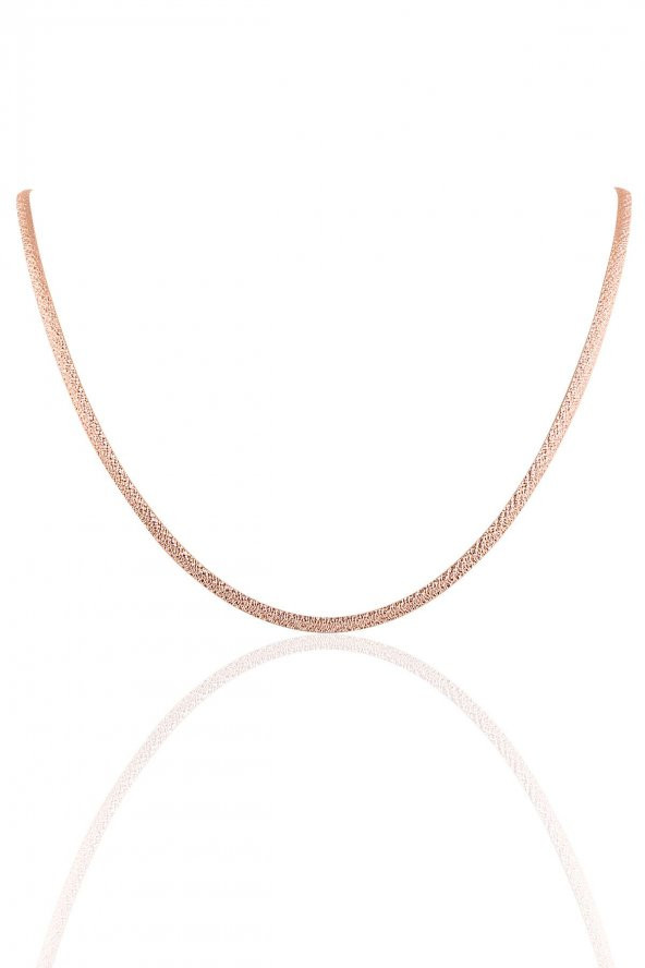 Gümüş rose desenli italyan yassı modeli kolye SGTL10099ROSE ürün görseli 1