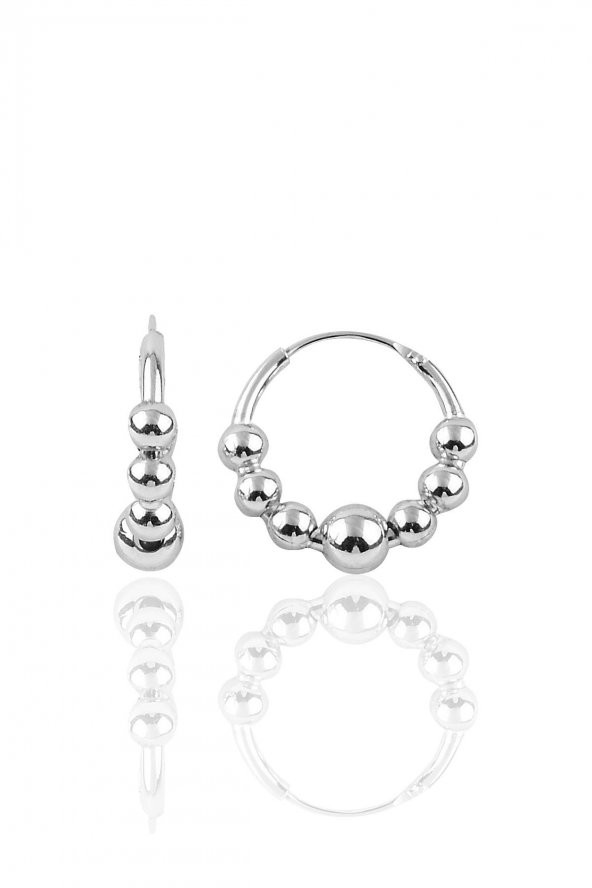 Gümüş rodyumlu 17 mm top top halka küpe ürün görseli 1
