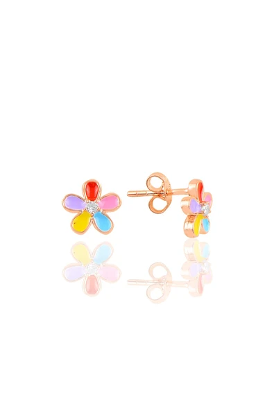 Gümüş renkli çiçek küpe SGTL10408ROSE ürün görseli 1