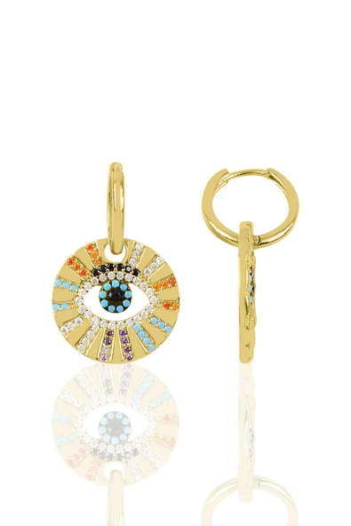 Gümüş gold zirkon taşlı aura küpe SGTL10264GOLD ürün görseli 1
