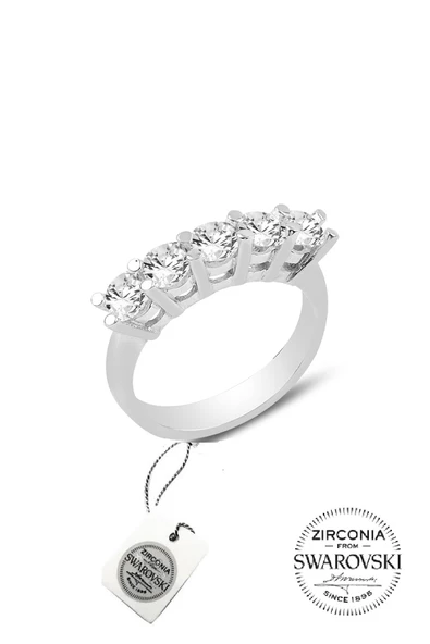 Gümüş Swarovski beş taşlı yüzük SGTL20513 ürün görseli 1