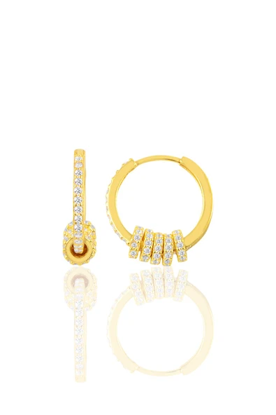 Gümüş zirkon taşlı altın yaldızlı ring küpe SGTL8803GOLD ürün görseli 1