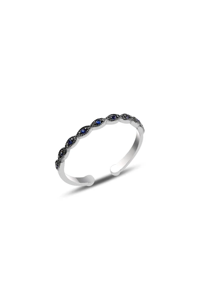 Gümüş ayarlamalı safir taşlı ince yüzük SGTL10110SAFİR ürün görseli 1