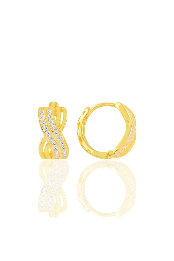 Gümüş altın yaldızlı  özel tasarım  halka küpe SGTL10453GOLD ürün görseli 1