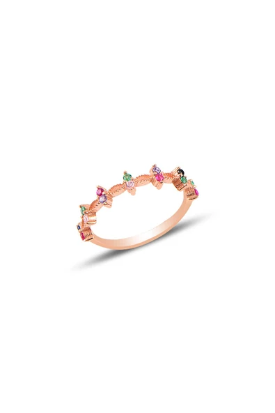 Gümüş rose mix taşlı crown yüzük SGTL10290MİX ürün görseli 1