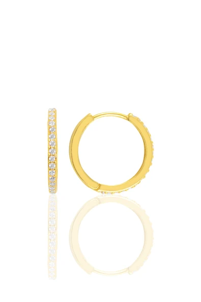 Gümüş altın yaldızlı 17 mm halka küpe SGTL10141GOLD ürün görseli 1