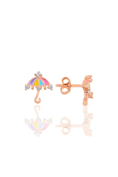Gümüş rose taşlı şemsiye küpe SGTL10404ROSE ürün görseli 1