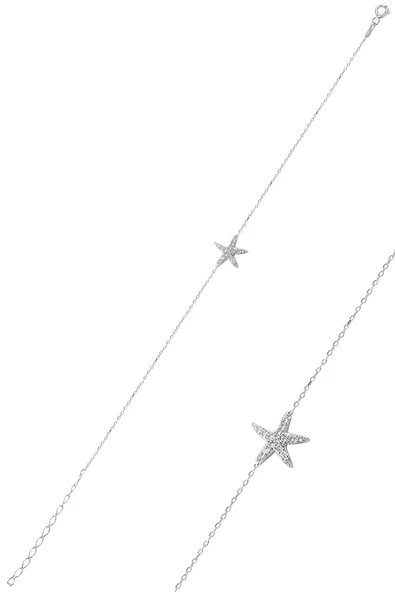 Gümüş zirkon taşlı deniz yıldızı modeli bileklik SGTL10094RODAJ SGTL10094RODAJ ürün görseli 1
