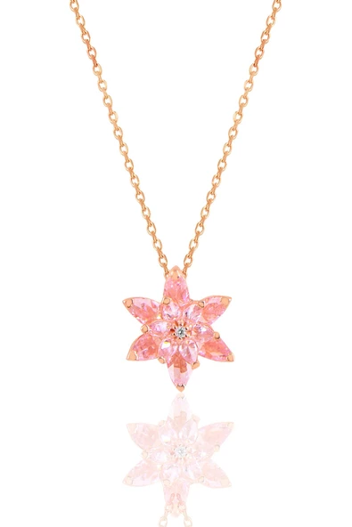Gümüş rose taşlı nilüfer lotus çiçeği kolye ürün görseli 1
