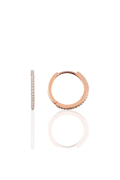 Gümüş 17 mm rose zirkon taşlı tamtur halka küpe SGTL10141ROSE ürün görseli 1