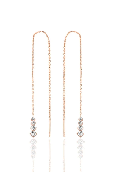 Gümüş  rose Işıltılı Gümüş Zincir Küpe  SGTL10418ROSE ürün görseli 1