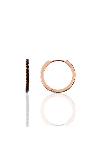 Gümüş 17 mm rose siyah taşlı tamtur halka küpe SGTL10141SYH ürün görseli 1