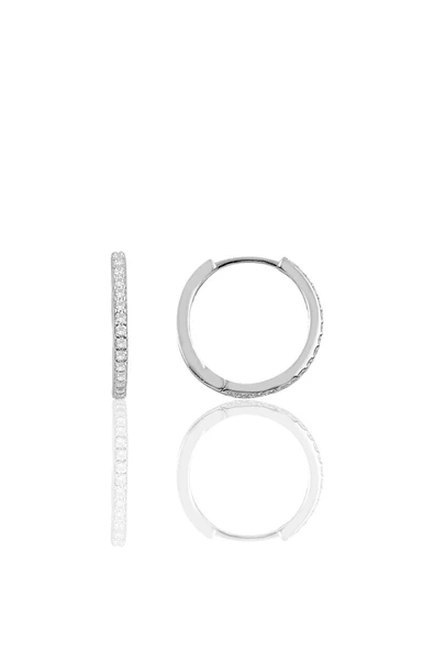 Gümüş 17 mm rodyumlu zirkon taşlı tamtur halka küpe SGTL10141RODAJ ürün görseli 1