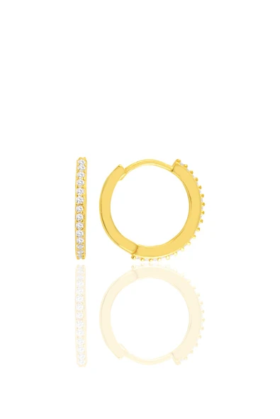 Gümüş altın yaldızlı 14 mm halka küpe SGTL10140GOLD ürün görseli 1