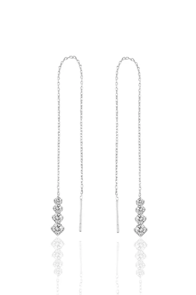 Gümüş  Işıltılı Gümüş Zincir Küpe  SGTL10418RODAJ ürün görseli 1