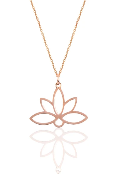 Gümüş sonsuz yaşamın simgesi lotus çiçeği kolye SGTL10085ROSE SGTL10085ROSE ürün görseli 1