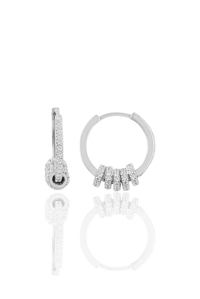 Gümüş zirkon taşlı rodyumlu ring küpe SGTL8803RODAJ ürün görseli 1