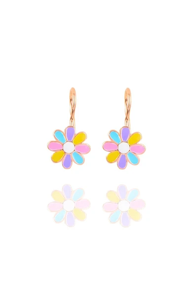 Gümüş rose renkli mineli çengelli papatya küpe SGTL10415ROSERENKLI ürün görseli 1