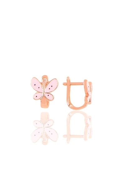 Gümüş rose pembe mineli kelebek çocuk küpesi  SGTL10327ROSE ürün görseli 1