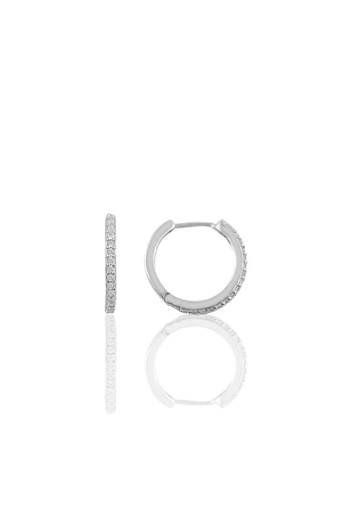 Gümüş 14 mm rodyumlu zirkon taşlı tamtur halka küpe SGTL10140RODAJ ürün görseli 1