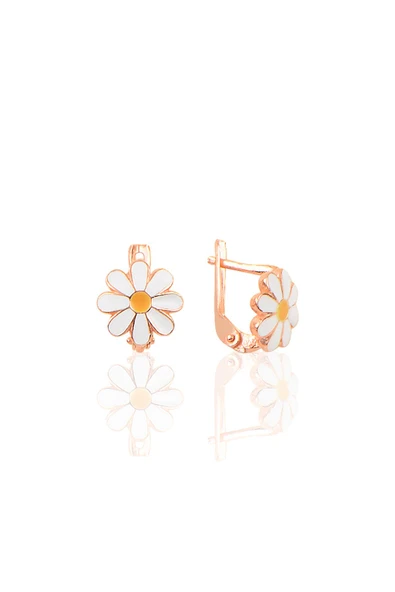 Gümüş rose kaplama papatya modeli küpe SGTL10221ROSE ürün görseli 1