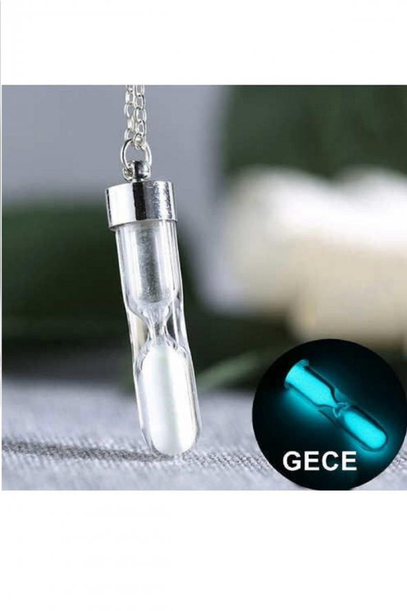 Gümüş renk değiştiren kum saati kolye ürün görseli 1