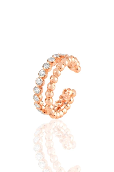 Gümüş rose zirkon taşlı sıkıştırmalı kıkırdak küpe SGTL11448ROSE ürün görseli 1