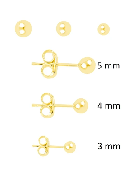 Gümüş altın yaldızlı 3 boy top kombin küpeler SGTL11476GOLD ürün görseli 1
