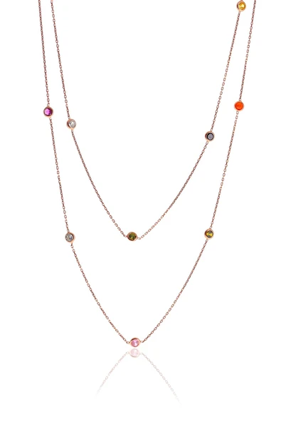 Gümüş rose renkli  zirkon taşlı kolye 100 cm SGTL10508ROSE ürün görseli 1