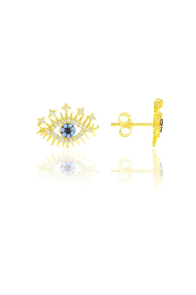 Gümüş altın yaldızlı zirkon taşlı lareyn küpe SGTL10573GOLD ürün görseli 1
