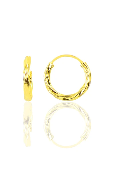 Gümüş altın yaldızlı 18  mm burgu halka küpe SGTL10576GOLD ürün görseli 1