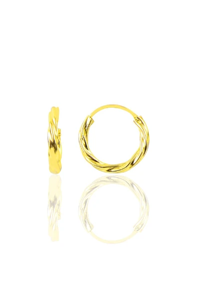 Gümüş altın yaldızlı 16 mm burgu halka küpe SGTL10575GOLD ürün görseli 1