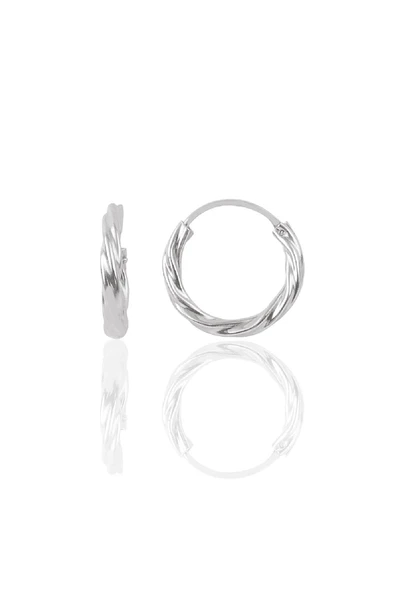 Gümüş rodyumlu 16 mm burgu halka küpe SGTL10575RODAJ ürün görseli 1