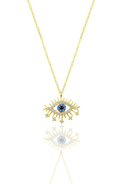 Gümüş altın yaldızlı lareyn kolye SGTL10154GOLD ürün görseli 1