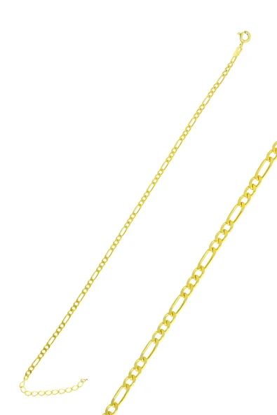 Gümüş altın yaldızlı figaro zincir bileklik SGTL10516GOLD ürün görseli 1