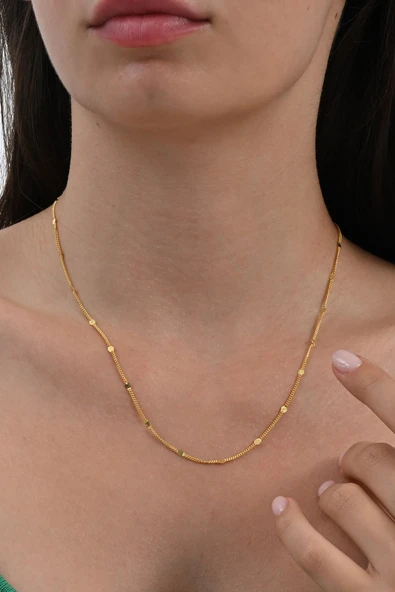 Gümüş altın yaldızlı pullu gurmet  zincir. SGTL10625GOLD ürün görseli 1