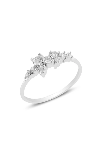 Gümüş rodyumlu  zirkon taşlı lady gümüş yüzük SGTL10616RODAJ ürün görseli 1