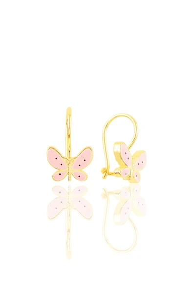 Gümüş altın yaldızlı mineli çengelli gümüş kelebek küpe SGTL10712GOLD ürün görseli 1