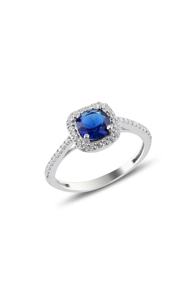 Gümüş rodyumlu safir taşlı kare yüzük SGTL10764SAFIR ürün görseli 1