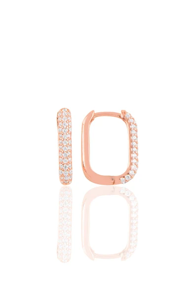 Gümüş rose zirkon taşlı trend küpe. SGTL10892ROSE ürün görseli 1